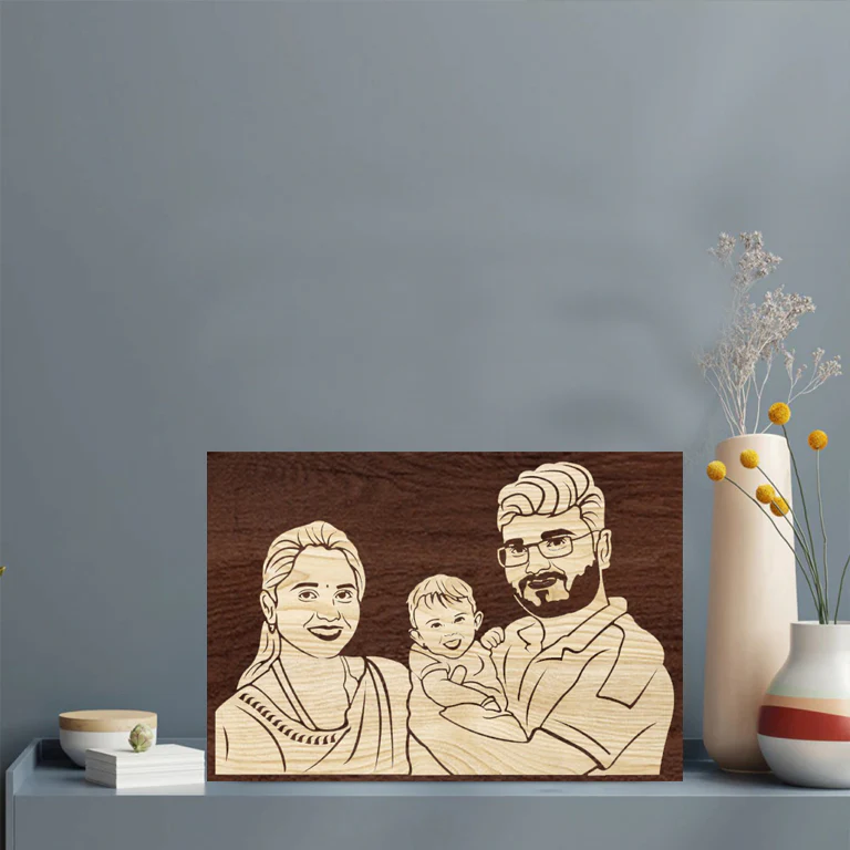3d Wooden Portrait (Family of 3) - Image 3