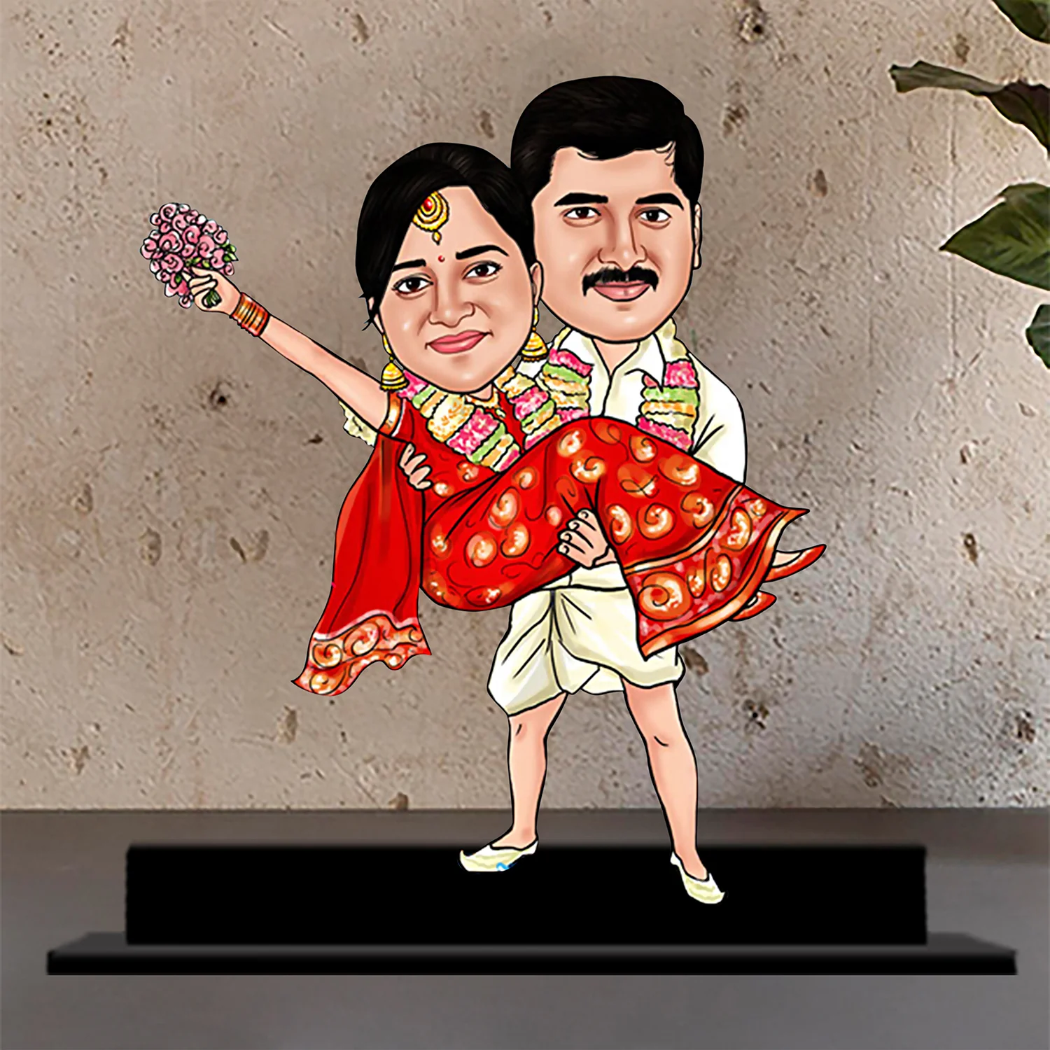 South Indian Couple Caricature