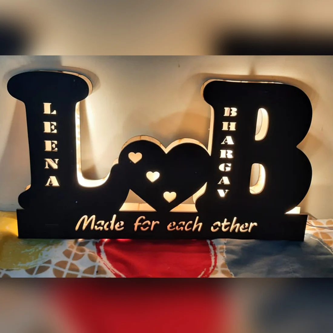 Couple Alphabet Lamp with Message on Base (Any Alphabet Can Be Done)