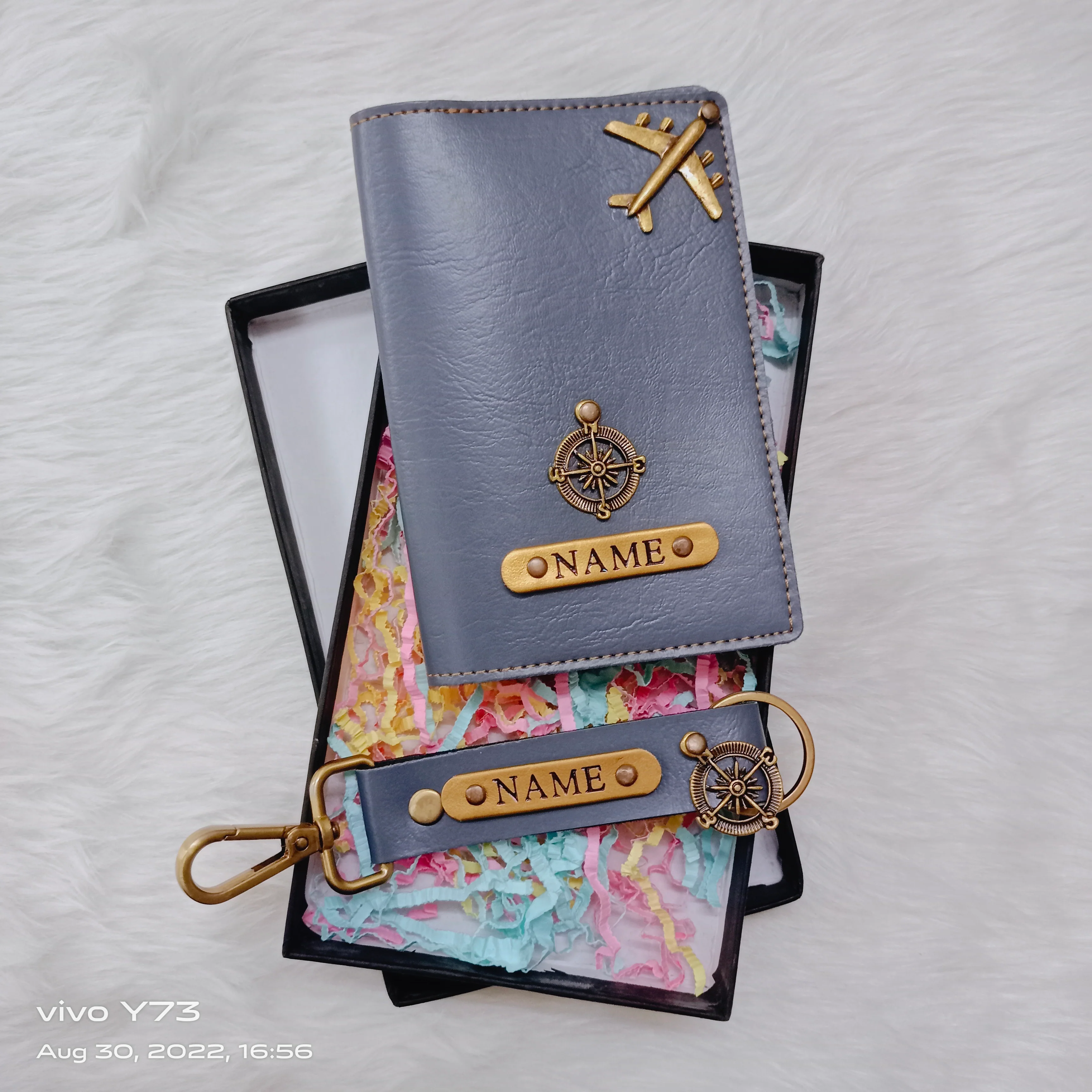 Set of Customised Passport Cover and Name Keychain - Image 3