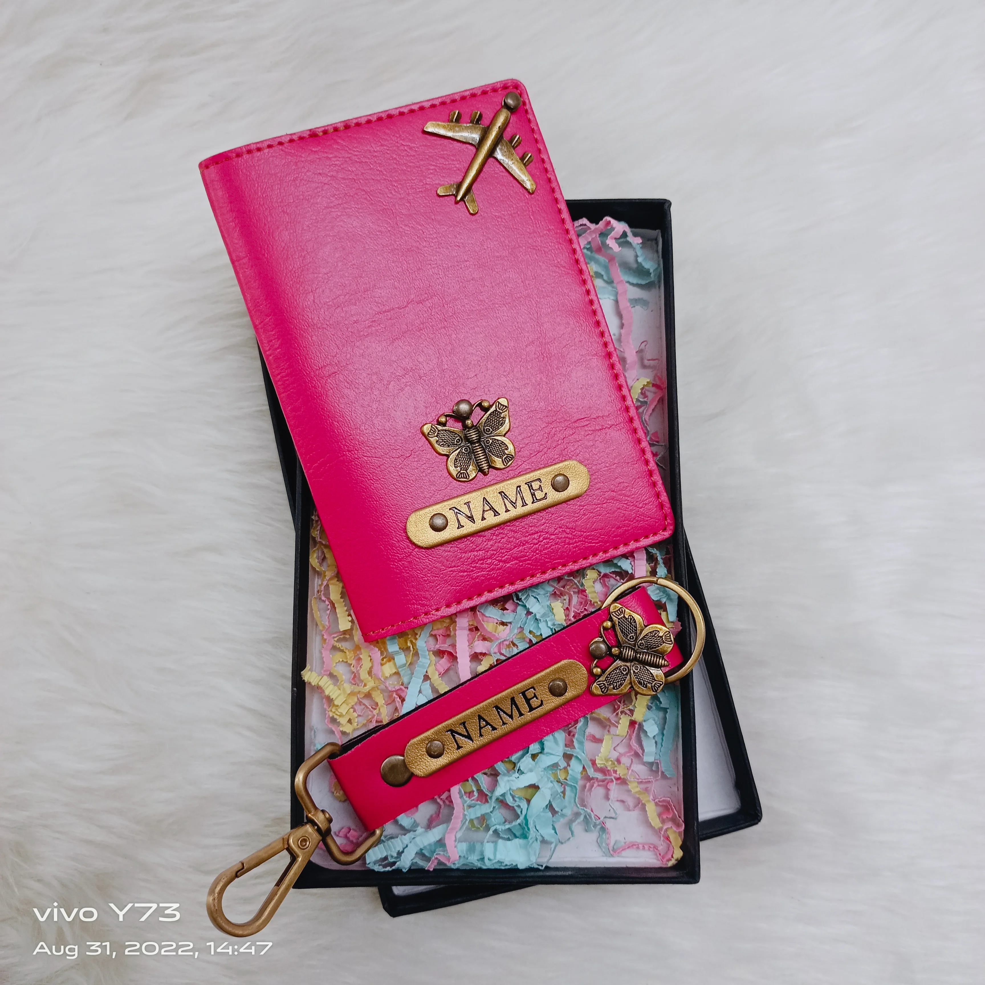 Set of Customised Passport Cover and Name Keychain - Image 4