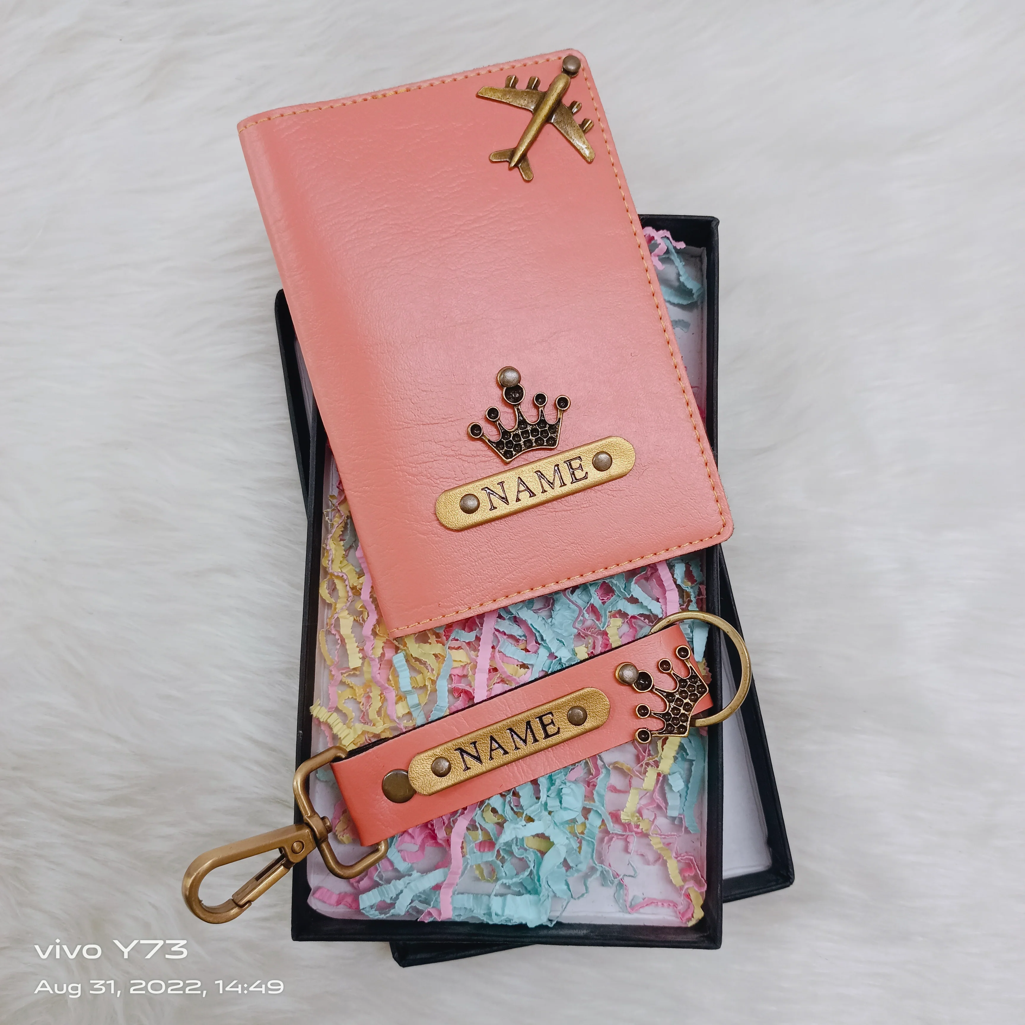Set of Customised Passport Cover and Name Keychain - Image 5