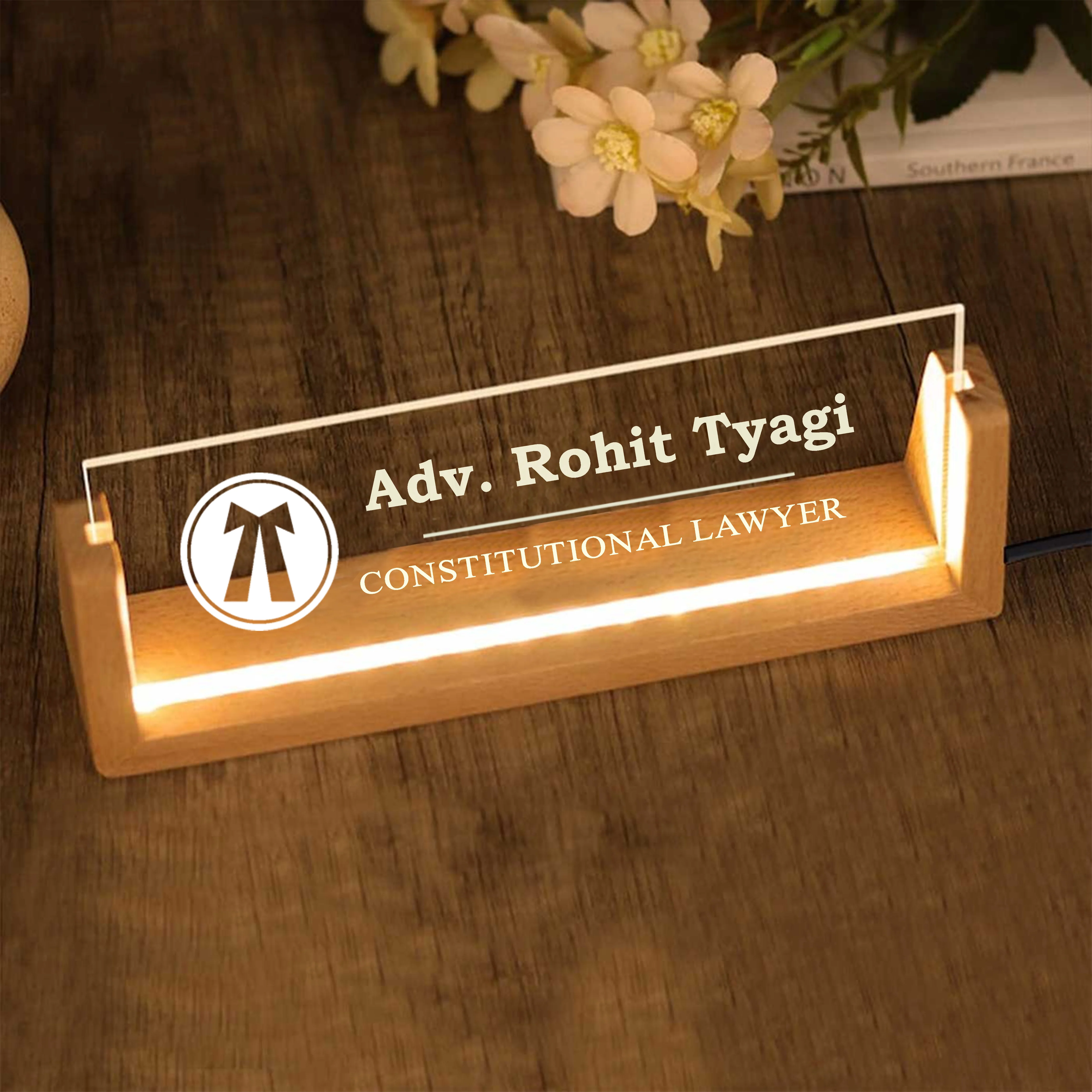 Desk Name Plate With LED Light For Advocates - Image 3