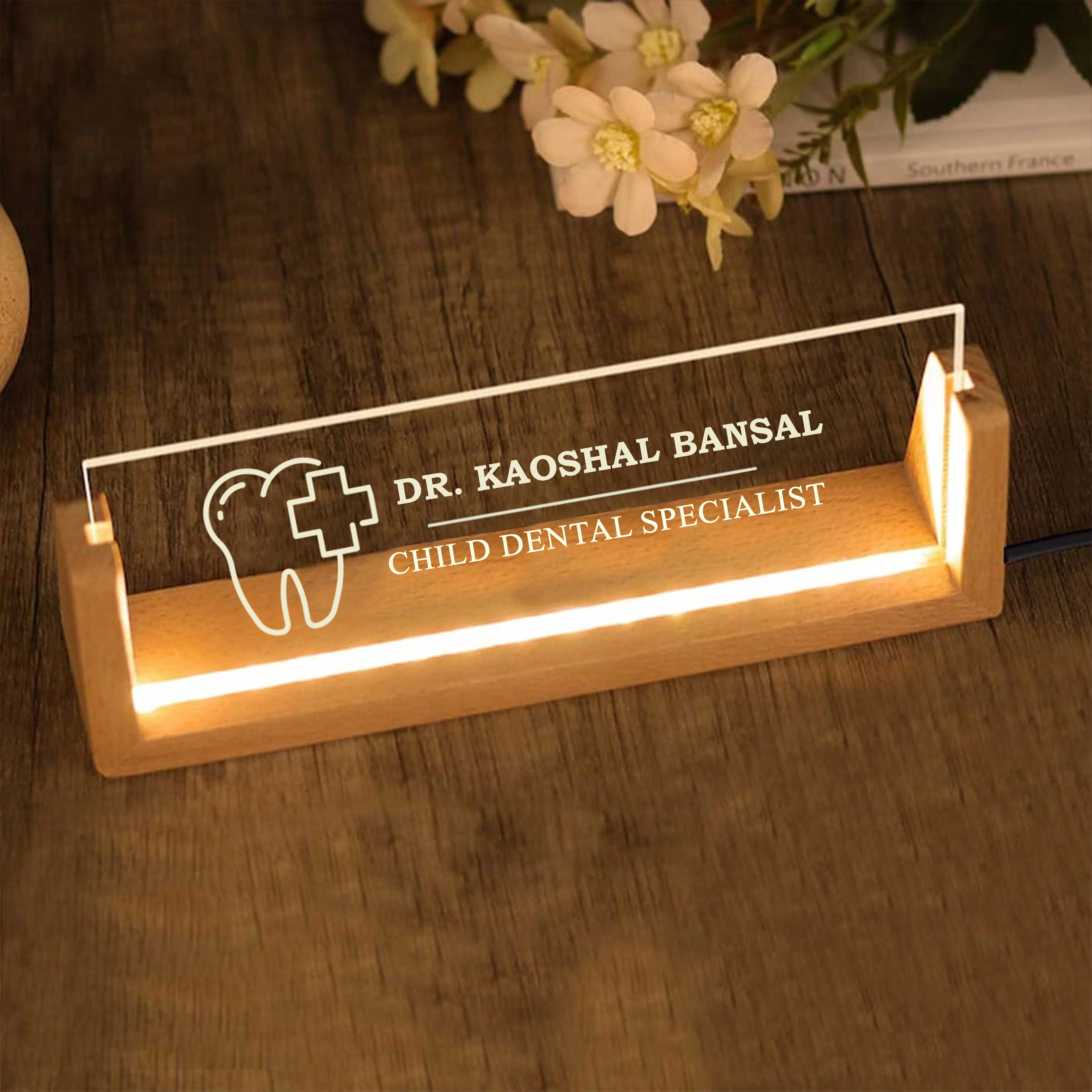 Desk Name Plate With LED Light For Dentist - Image 3