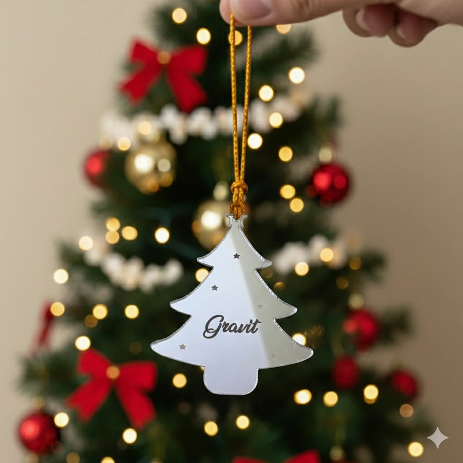 SIlver Chirstmas Tree  Personalized Ornament For Christmas