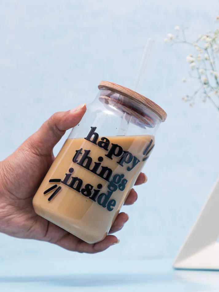 Happy Things Inside Glass Can