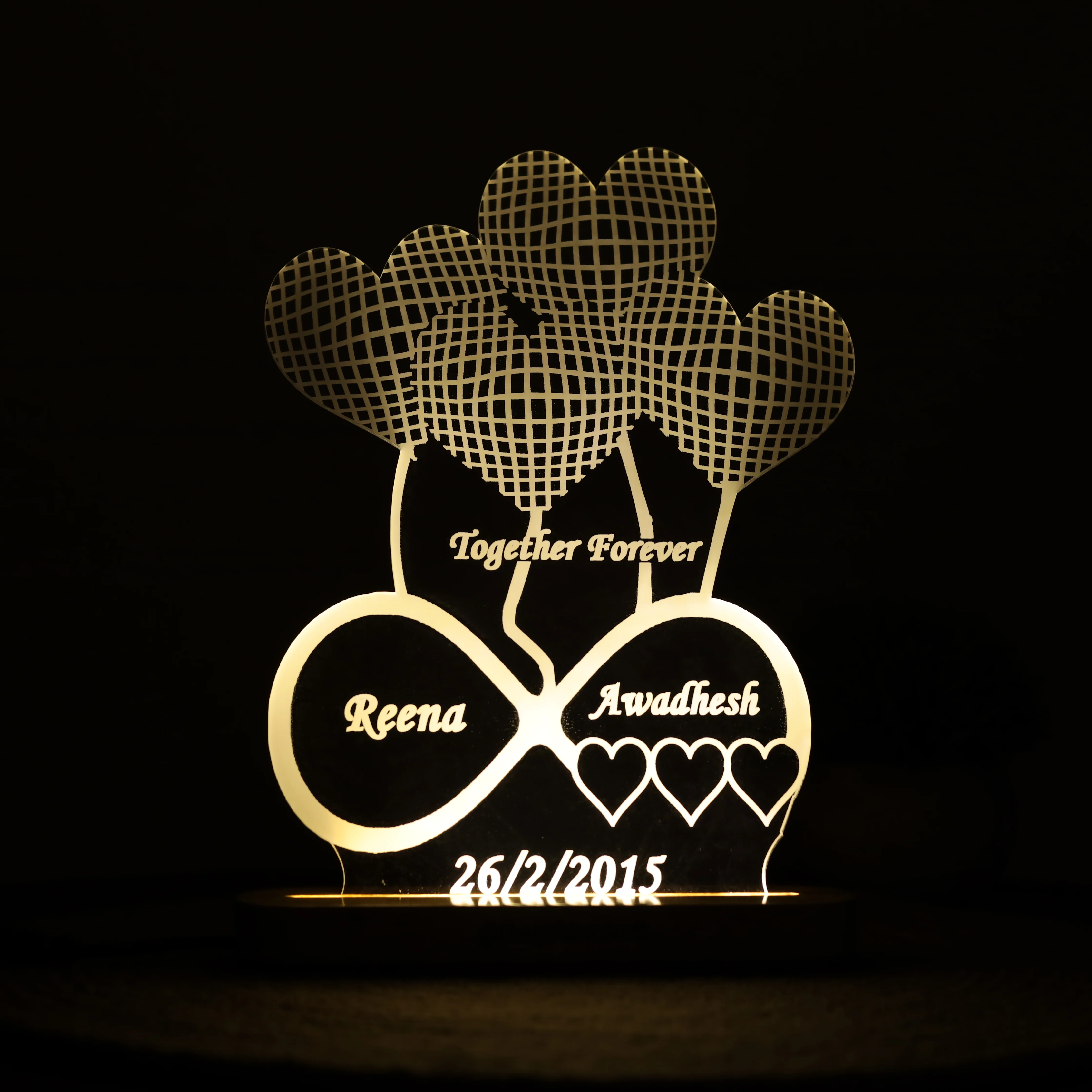 Heart 3d Illusion Acrylic LED Lamp - Image 2